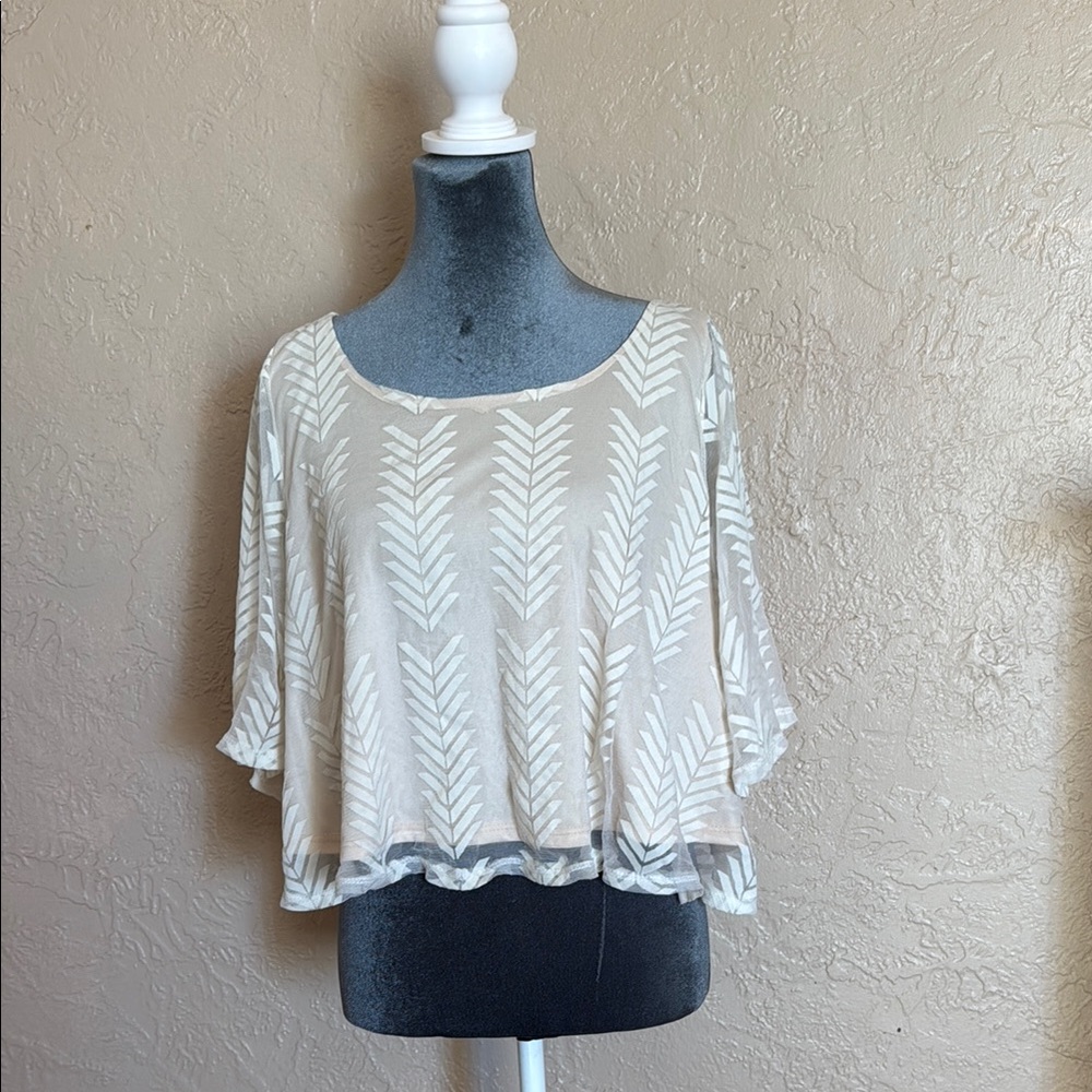 Elegant Beige Patterned Women's Blouse
